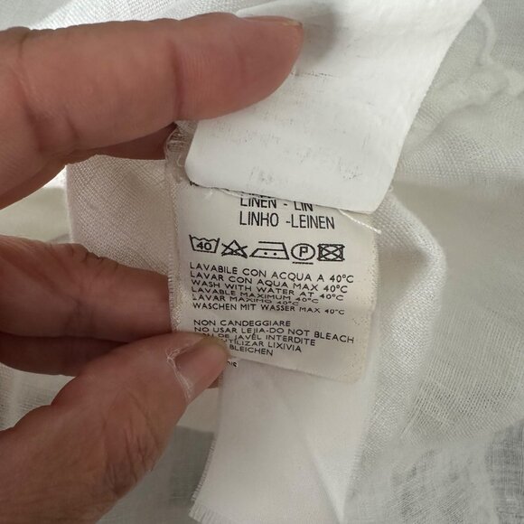 Made in Italy Sleeveless White Blouse Round Split Neck 120 Lino Minimalist Airy - Picture 11 of 11
